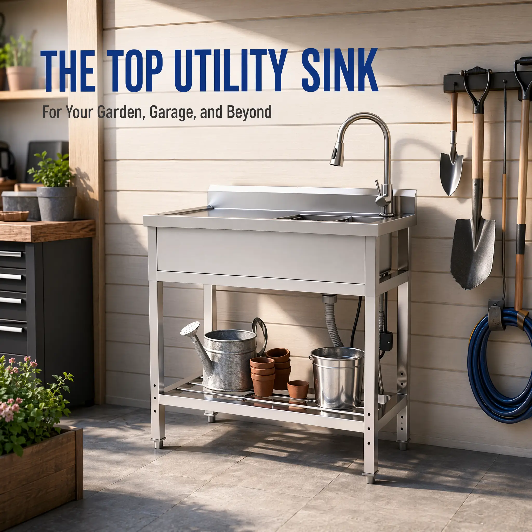 Stainless Steel Utility Sink, Freestanding Sink 2 by HouseOfZazla