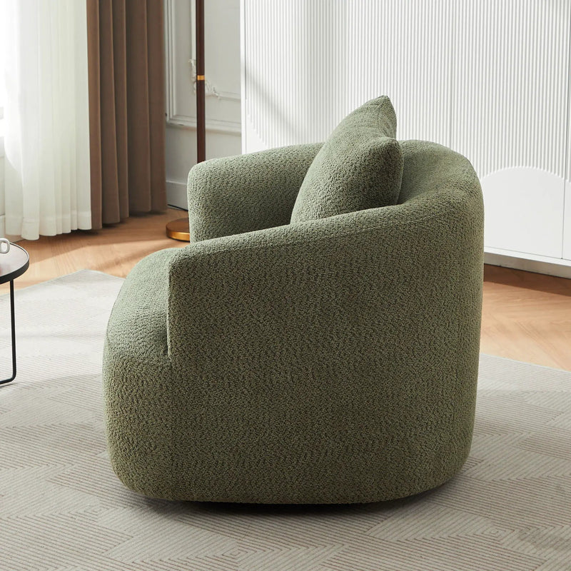 360° Swivel Barrel Sofa Chair With Throw Pillow, Upholstered Accent Chair by HouseOfZazla