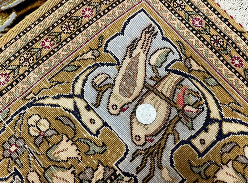 Persian Qum Pictorial Rug 4.8 x 6.5 - Layla & Majnun, Birds by Jewel Rugs