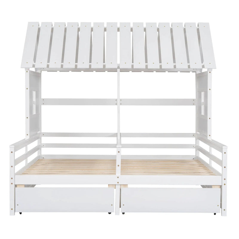 House Platform Beds With 2 Drawers, Side By Side Design by HouseOfZazla