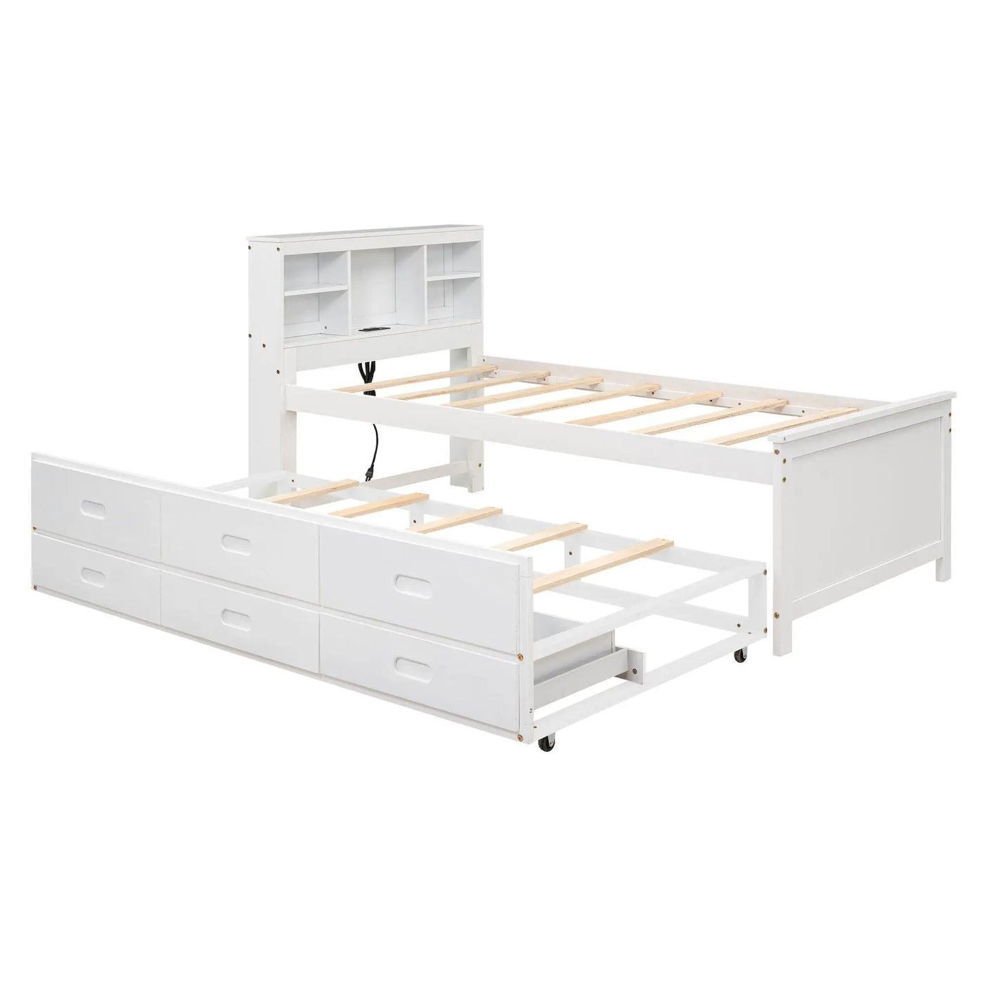 Platform Bed With Storage Headboard, USB, Trundle And 3 Drawers by Unique Piece Furniture