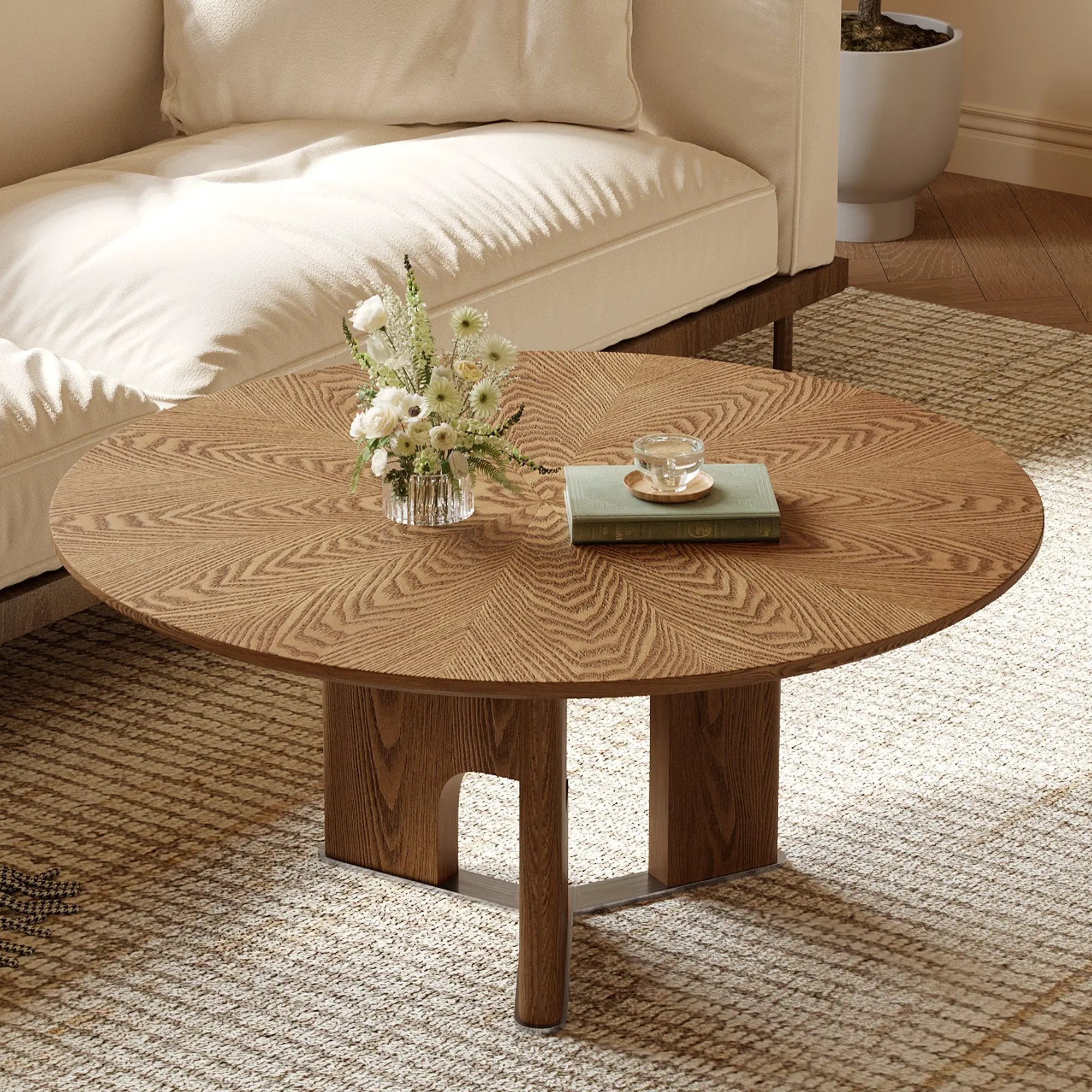 Rustic Ash Wood Veneer Coffee Table by HouseOfZazla