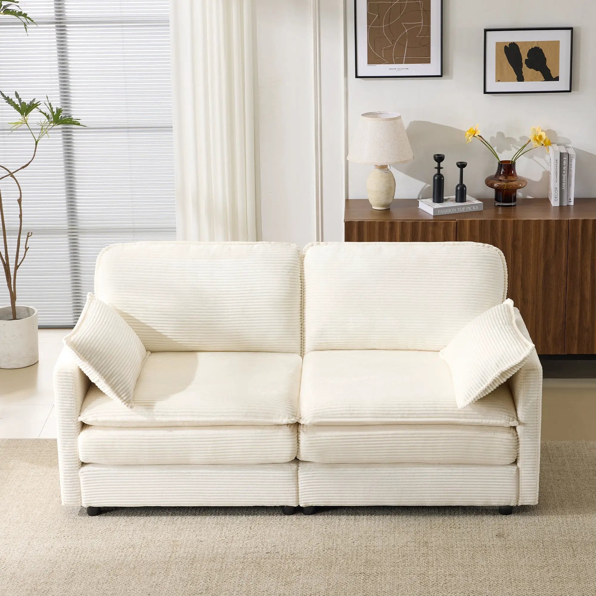 69" Plush Cloud Loveseat: Modular 2-Seater Sectional Sofa by HouseOfZazla