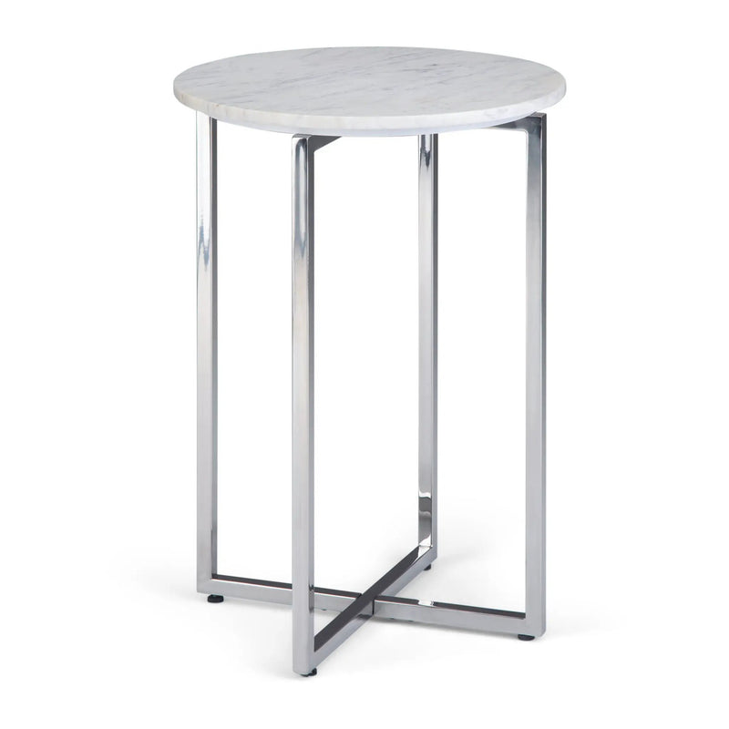 Marsden - Side Table With Polished Base - White / Silver by HouseOfZazla
