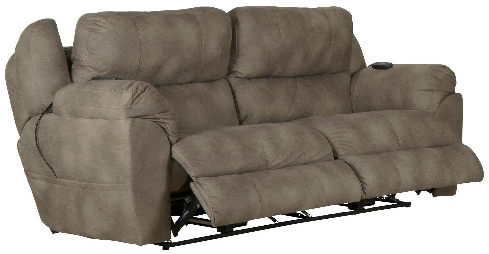 Flynn - Power Lay Flat Reclining Sofa Power Adjustable Headrest & Lumbar And Dual Heat & Massage - Fig by Unique Piece Furniture