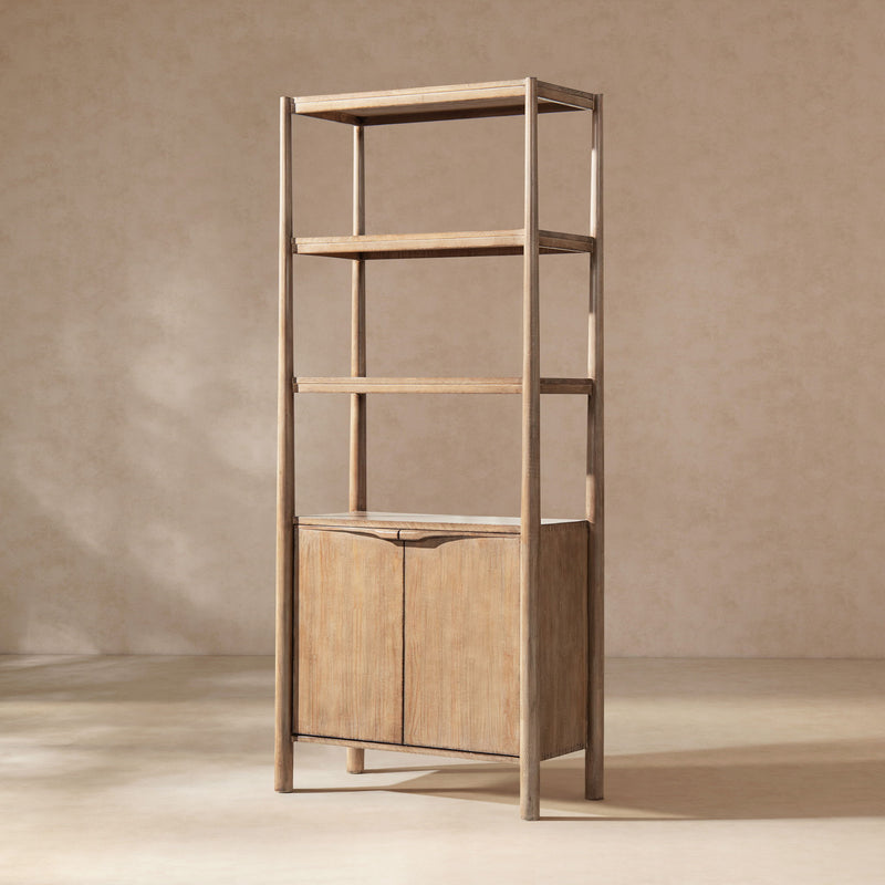 Nolan - Bookcase With Lower Cabinet - Natural by HouseOfZazla