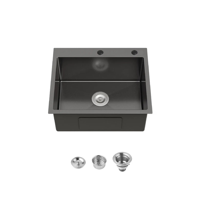Stainless Steel Kitchen Sink, 23"x19" Single Bowl, Undermount Handmade Sink by HouseOfZazla