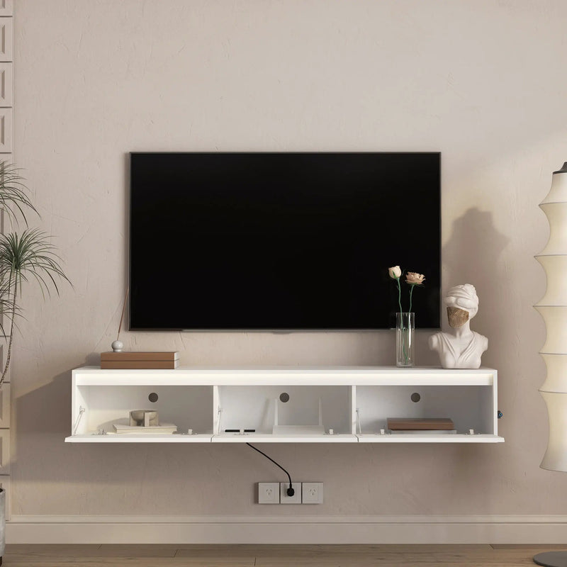 High-Gloss Suspended TV Cabinet with LED Lights by HouseOfZazla