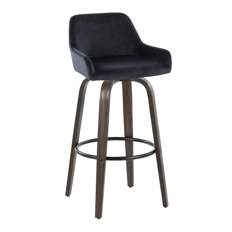 Daniella - Contemporary Fixed Height, Barstool With Swivel With Round Footrest (Set of 2) by HouseOfZazla