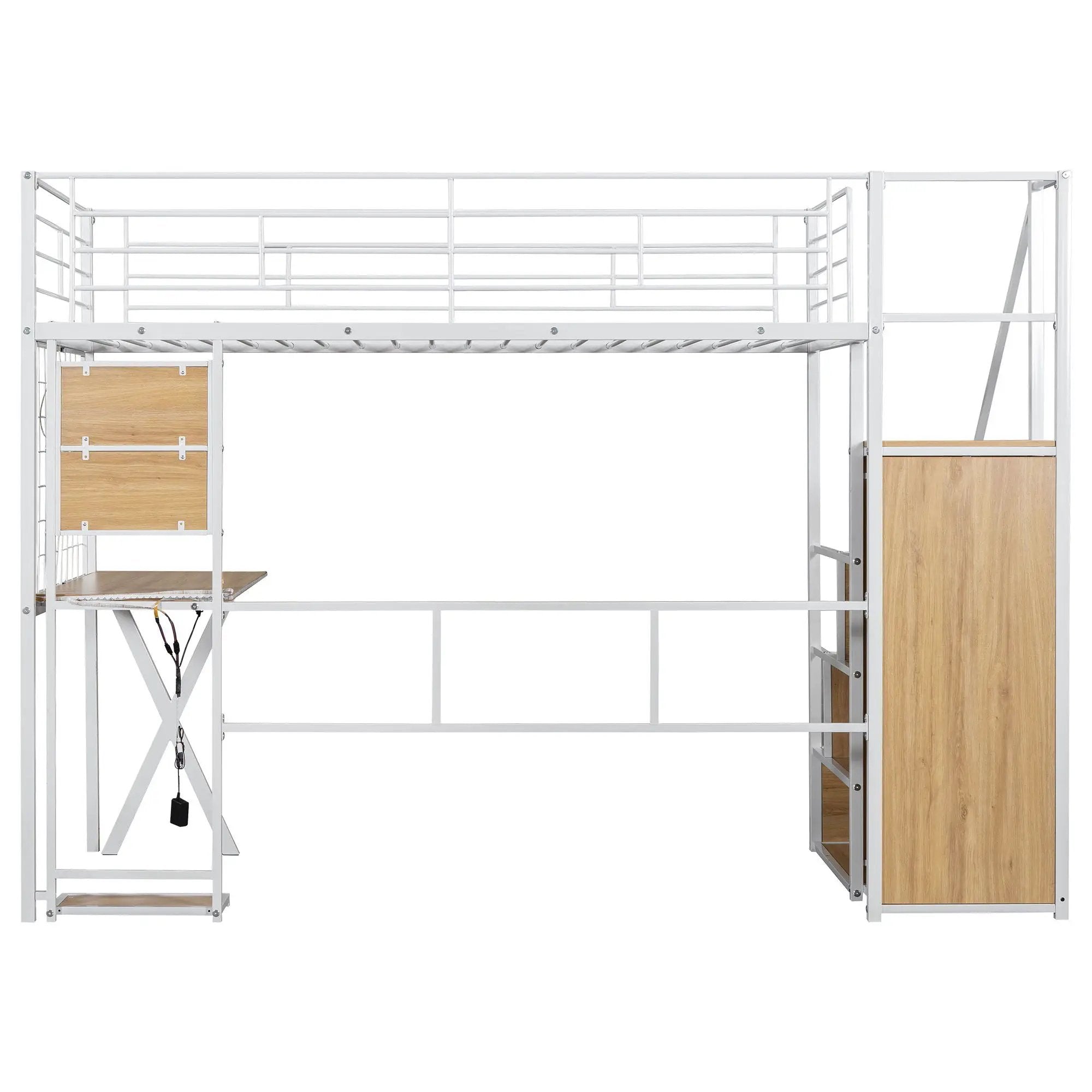 Loft Bed With Built In Work Station, Wardrobe, Storage Staircase And LED by HouseOfZazla