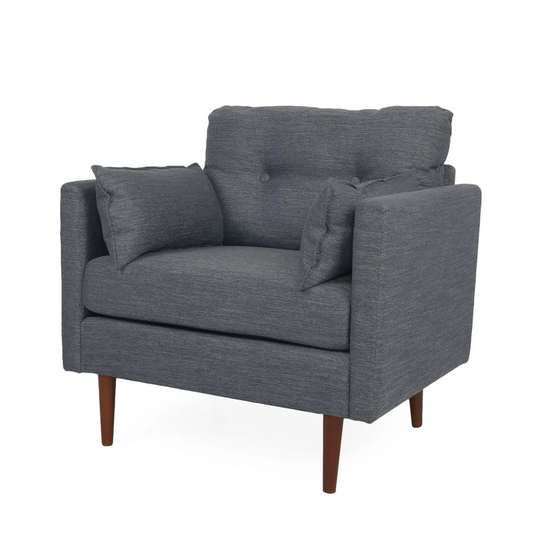 Enchantica Upholstered Fabric Club Chair with Button Tufting and 2 Accent Pillows by HouseOfZazla