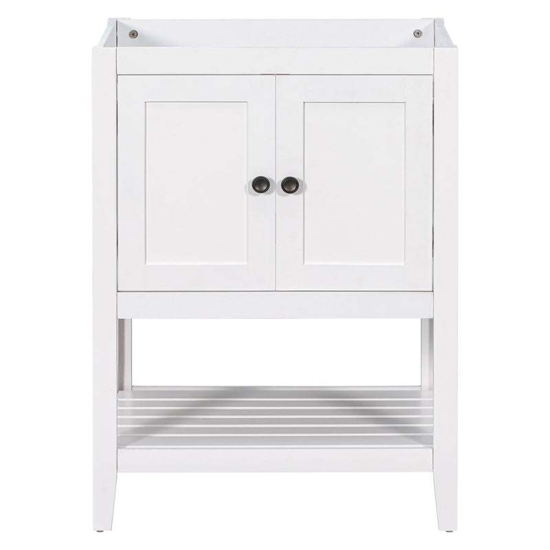 Bathroom Vanity Base Only, Soild Wood Frame, Bathroom Storage Cabinet With Doors And Open Shelf by HouseOfZazla