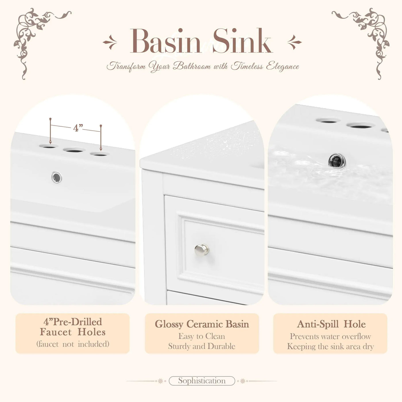 Bathroom Vanity With Medicine Cabinet, Storage Cabinet With 4 Drawers, Adjustable Shelf Mirror by Unique Piece Furniture