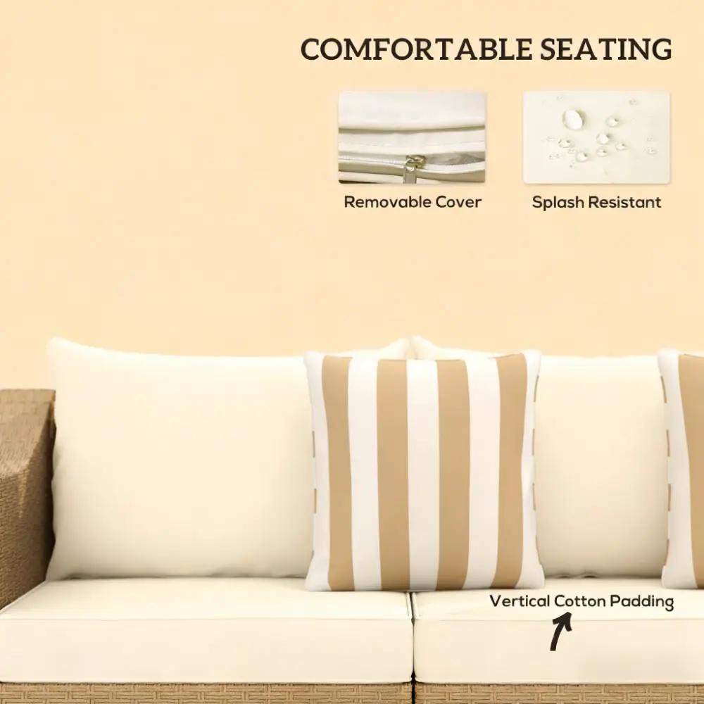 Outdoor Furniture Rattan Sofa with Cushions and Throw Pillows by HouseOfZazla