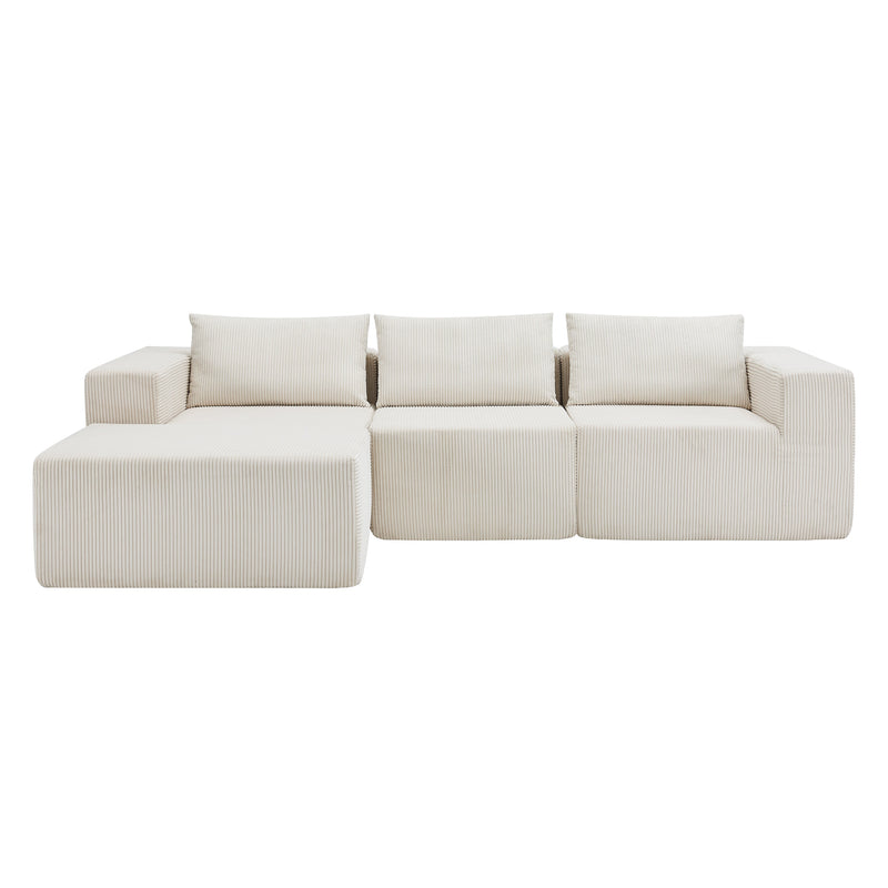 107" Compressed Sectional Sofa (Beige) by HouseOfZazla