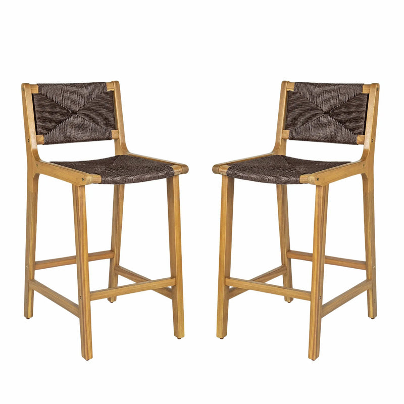 Acacia Wood Outdoor Armless Barstool - Teak Set of 2 by HouseOfZazla