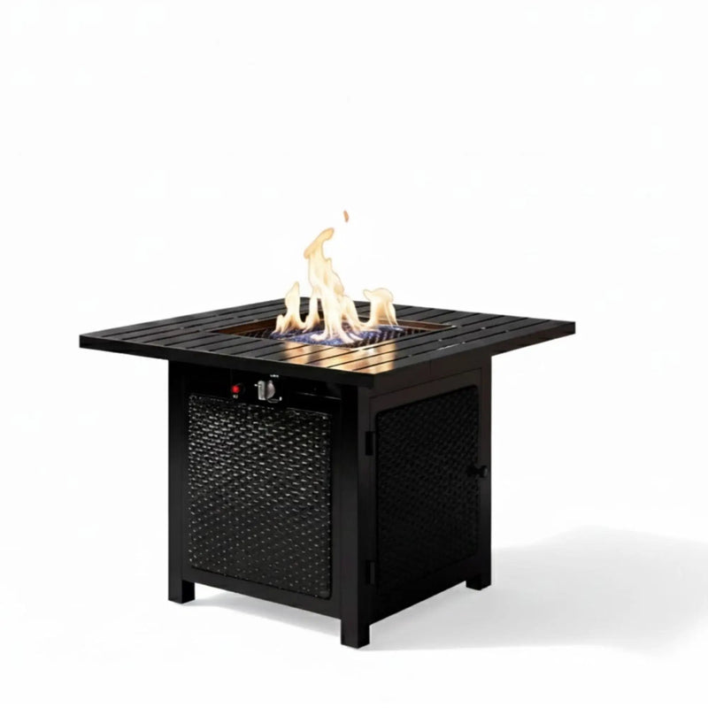 Outdoor 2 In 1 Propane Fire Pit Table With Dual Burners, Lava Rocks And Waterproof Cover - Black by HouseOfZazla