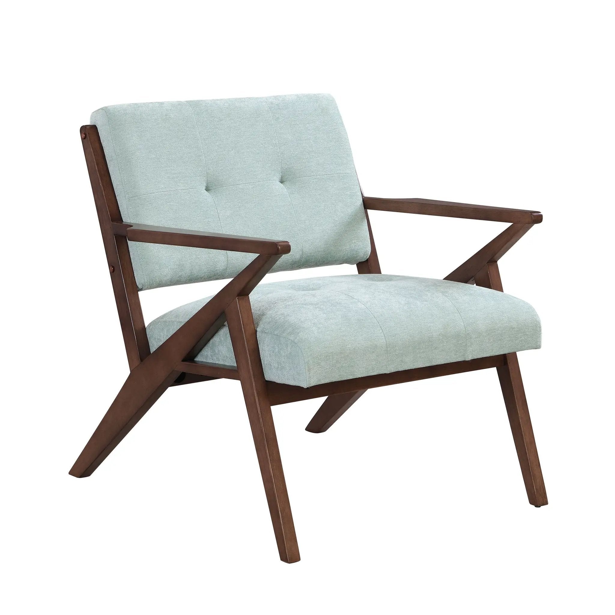 Modern Accent Chair With Plush Cushions, Angled Arm Design - Green by HouseOfZazla