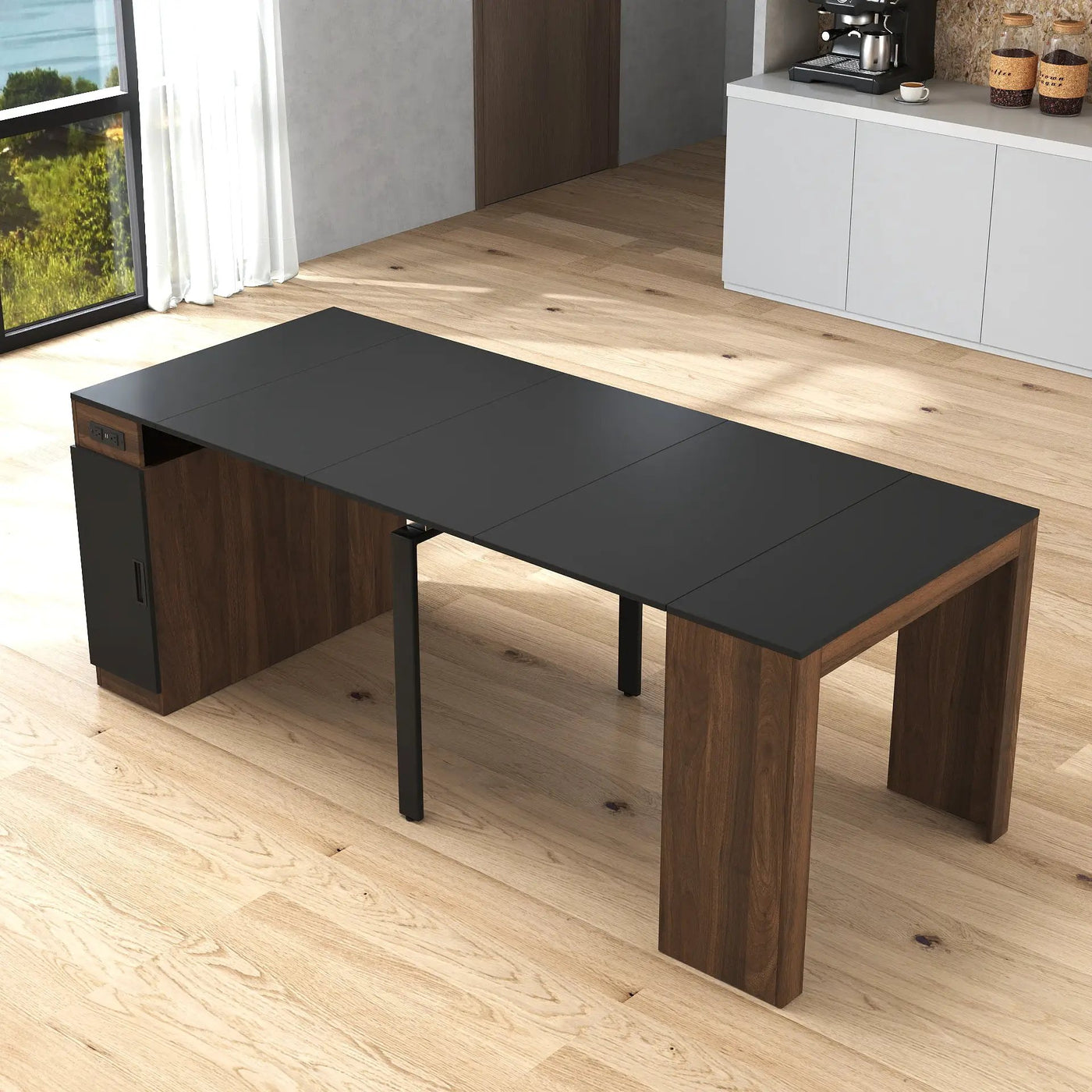 Modern Multifunctional Extendable Dining Table with Outlet by HouseOfZazla