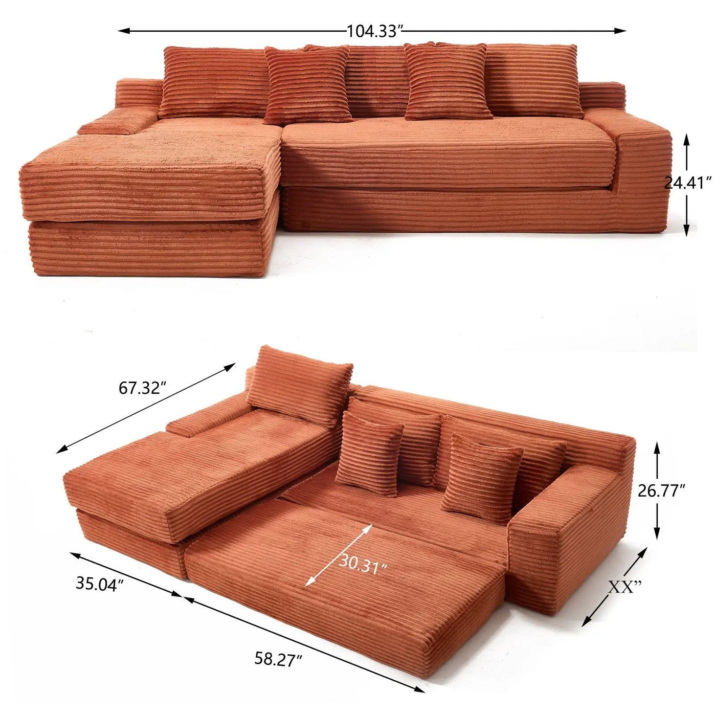 Modern L - Shaped Sectional Couch With Memory Foam by Unique Piece Furniture