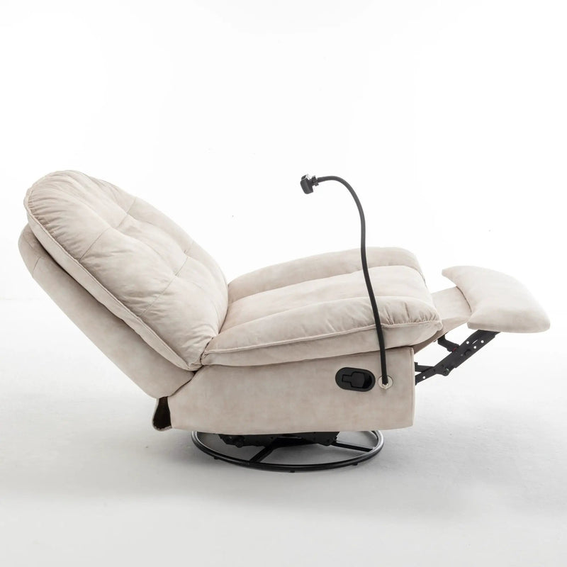 Modern Swivel Gliding Recliner Chair With Rocking Function And Phone Holder, Large Comfortable by Unique Piece Furniture