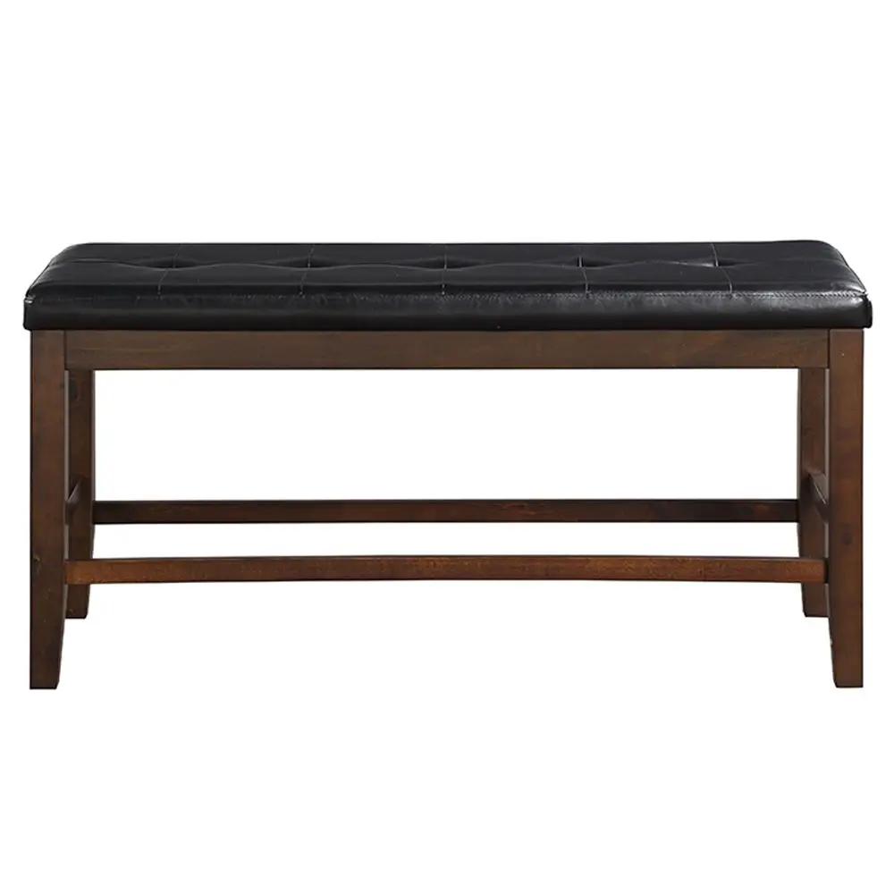 Urbana - Counter Height Bench - Black Synthetic Leather & Espresso by Unique Piece Furniture
