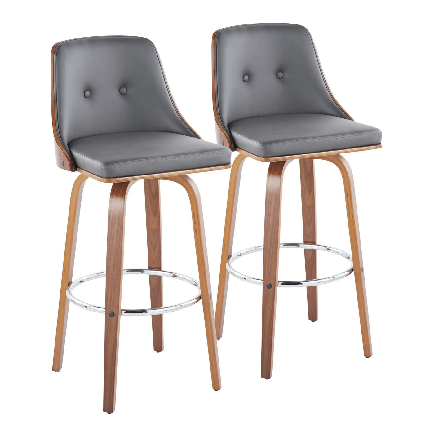 Gianna - Mid Century Modern Fixed Height Barstool With Swivel With Round Footrest (Set of 2) by HouseOfZazla