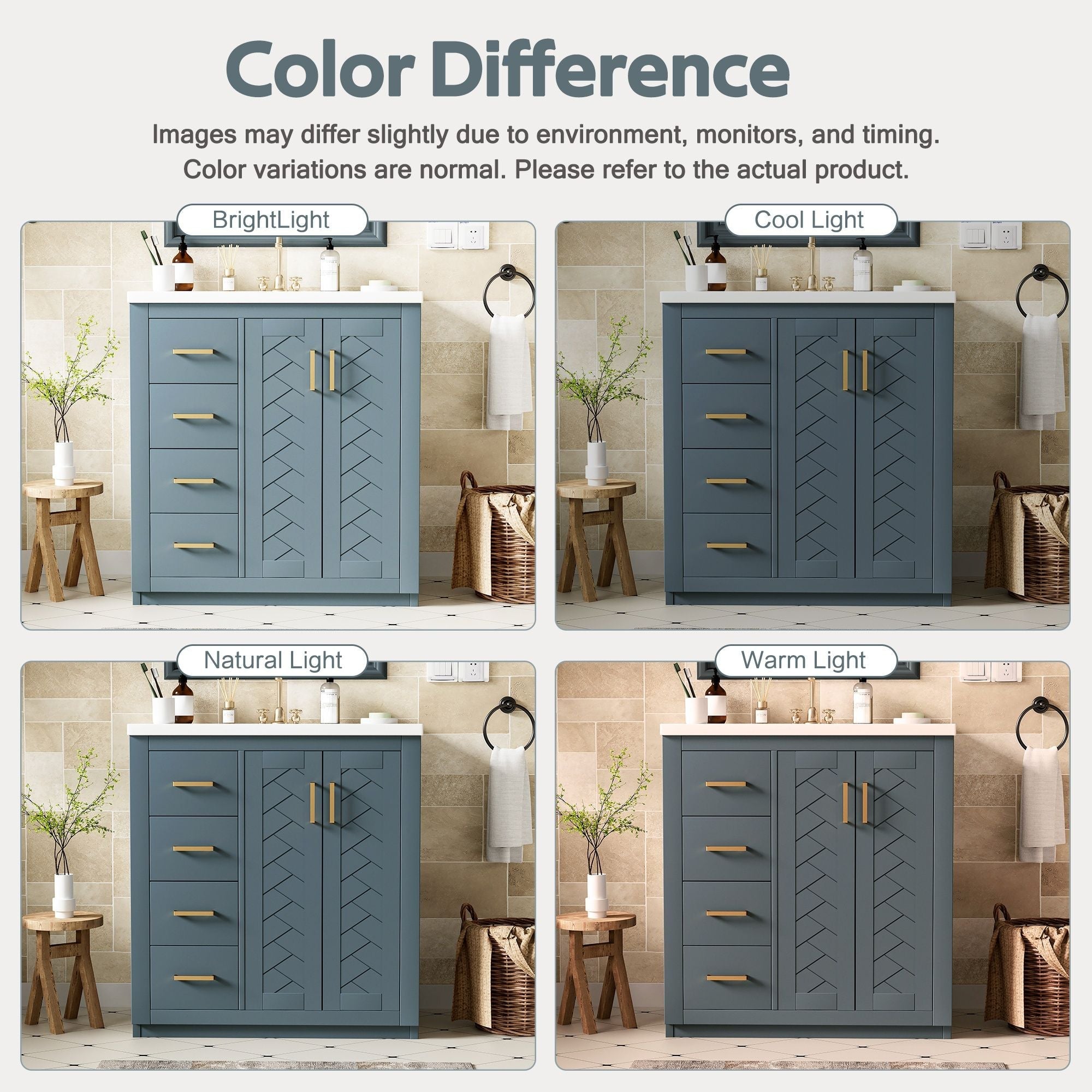 Ceramic Sink Combo, Freestanding Vanity Set With 3 Drawers & Soft Closing Doors by HouseOfZazla