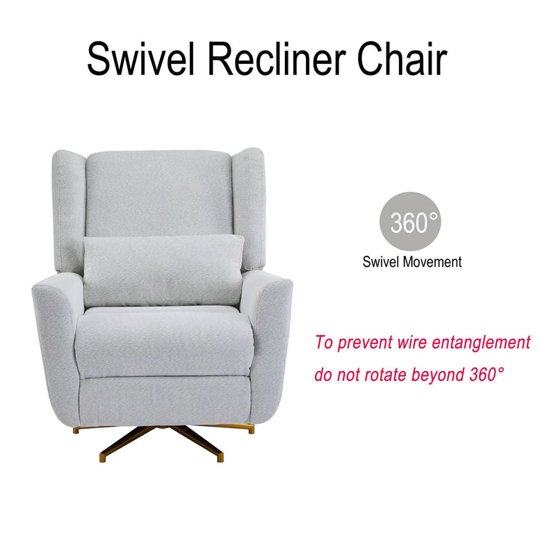 Power Recliner Chair Swivel Upholstered 360° Swivel Recliner by HouseOfZazla