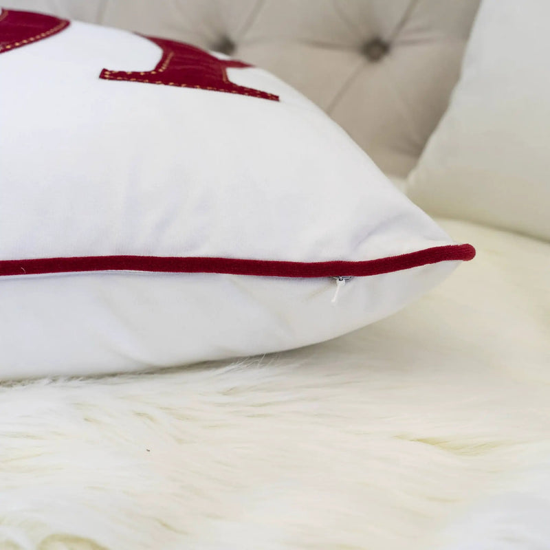 Joy Embroidered Christmas Throw Pillow by HouseOfZazla
