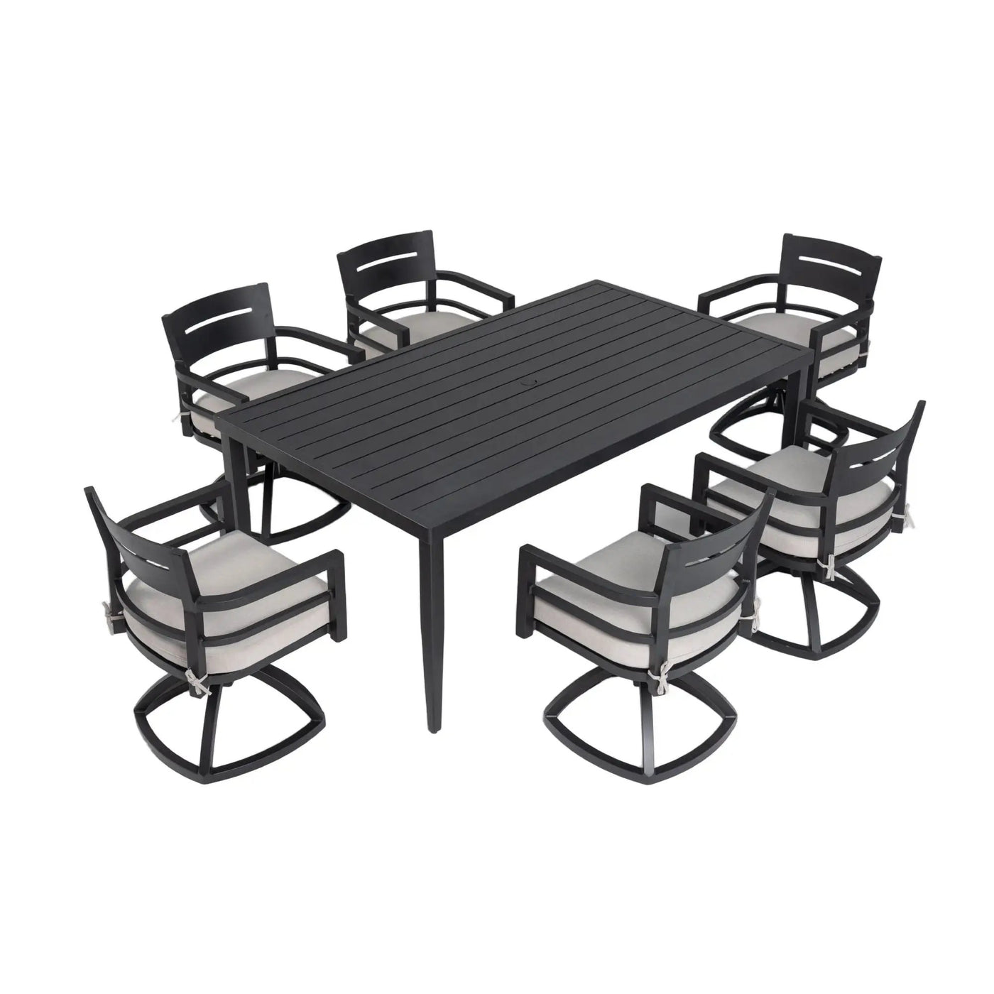 Outdoor Modern Dining Set, Chairs Sunbrella Cushioned And Dining Table With Umbrella Hole by Unique Piece Furniture