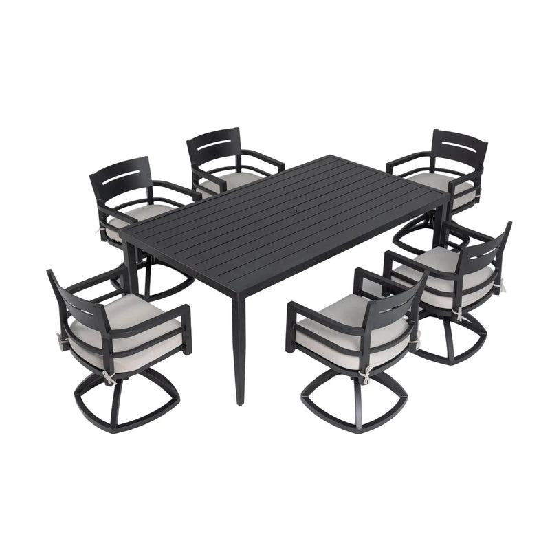 Outdoor Modern Dining Set, Chairs Sunbrella Cushioned And Dining Table With Umbrella Hole by Unique Piece Furniture