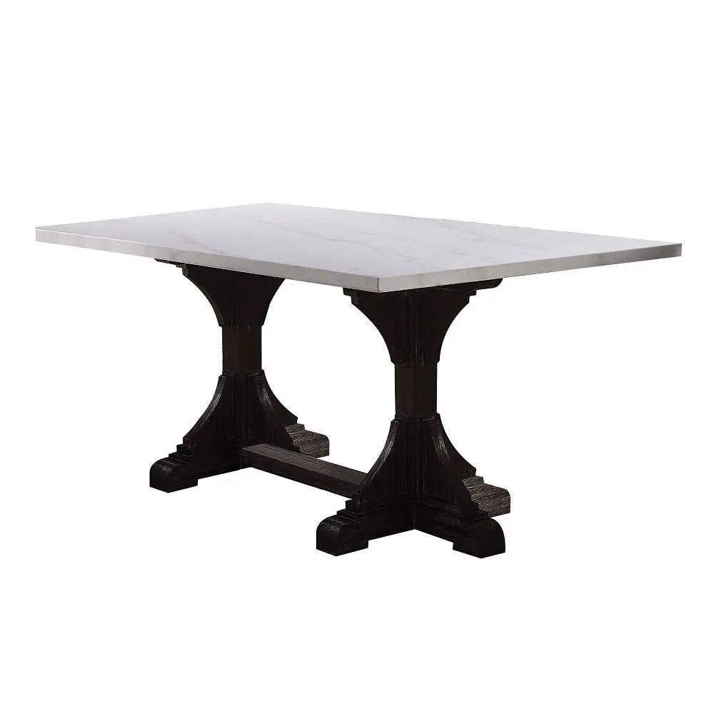 Gerardo - 30" Dining Table - White Marble Top & Weathered Espresso by Unique Piece Furniture