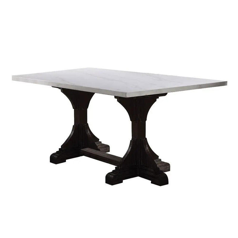Gerardo - 30" Dining Table - White Marble Top & Weathered Espresso by Unique Piece Furniture