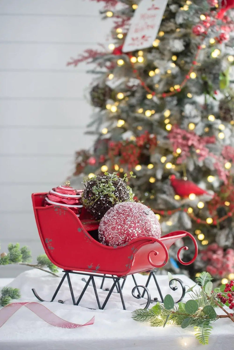 Iron Sleigh Large, Distressed Christmas Santa Sleigh Holiday Decoration by HouseOfZazla