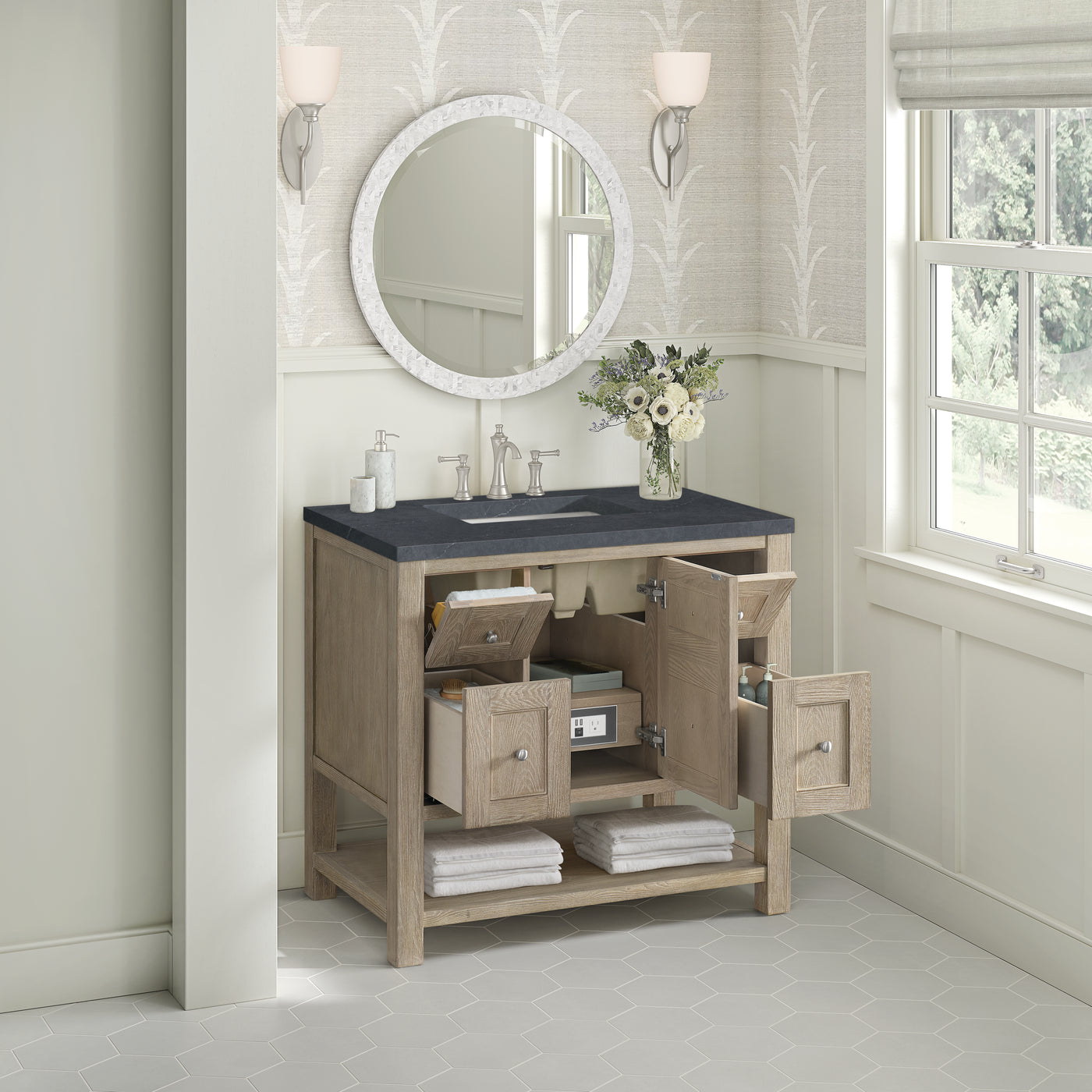 James Martin Breckenridge 36" Single Bathroom Vanity, Whitewashed Oak, view 38