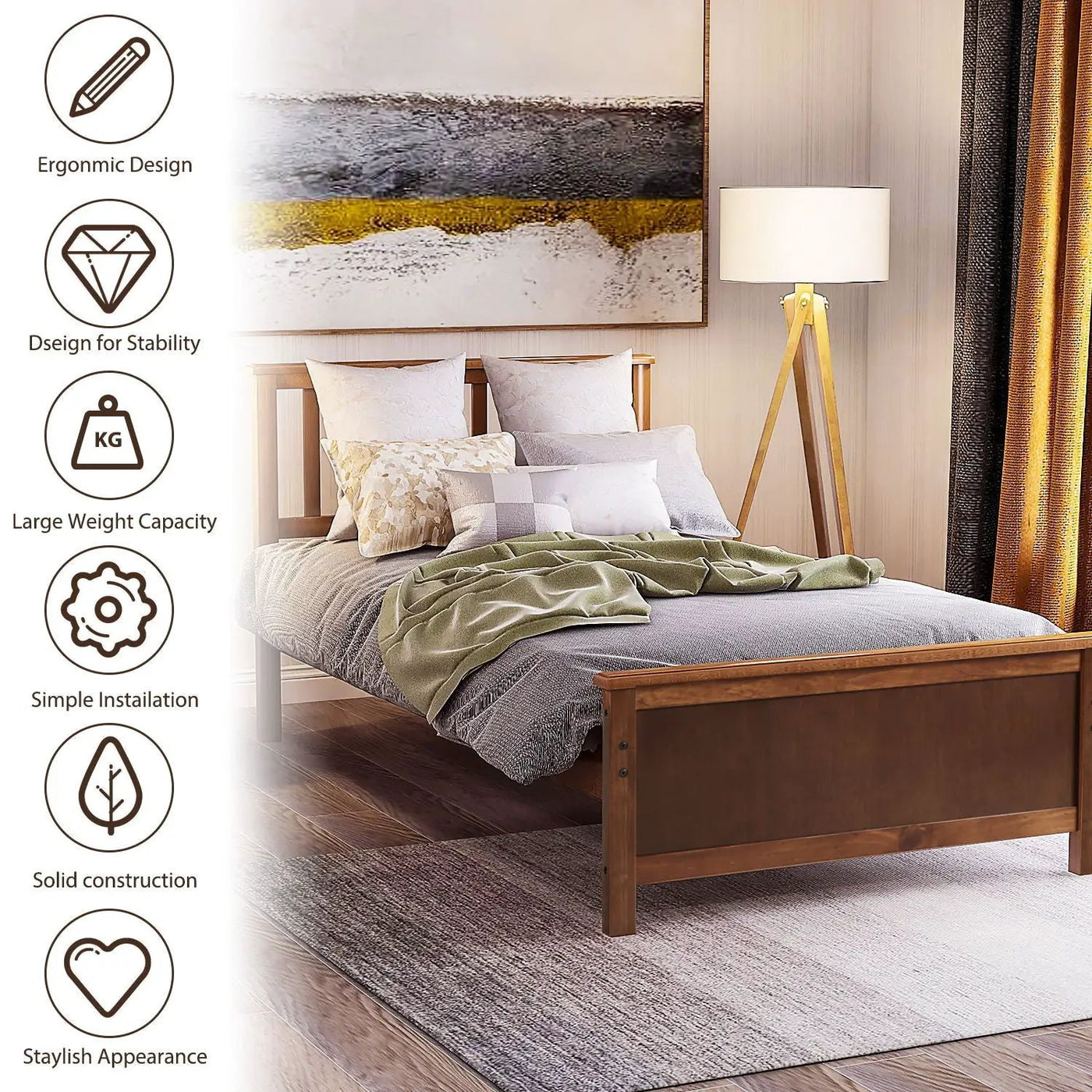 Platform Bed With Headboard, Footboard And Wood Slat Support by Unique Piece Furniture
