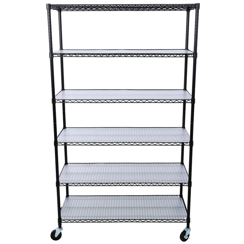 6 Tier 6000Lbs Capacity Nsf Metal Shelf Wire Shelving Unit, Heavy Duty Adjustable Storage Rack With Wheels & Shelf Liners For Commercial Grade Utility Steel Storage Rack by Unique Piece Furniture