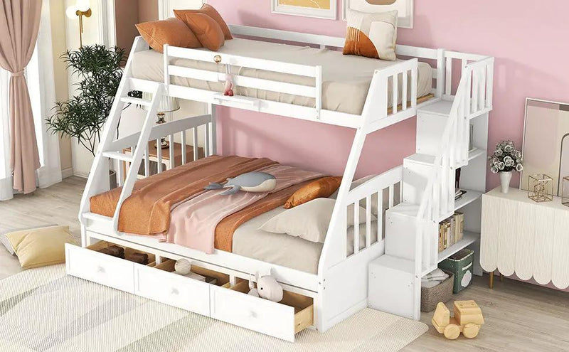Bunk Bed With Drawers, Ladder And Storage Staircase by HouseOfZazla