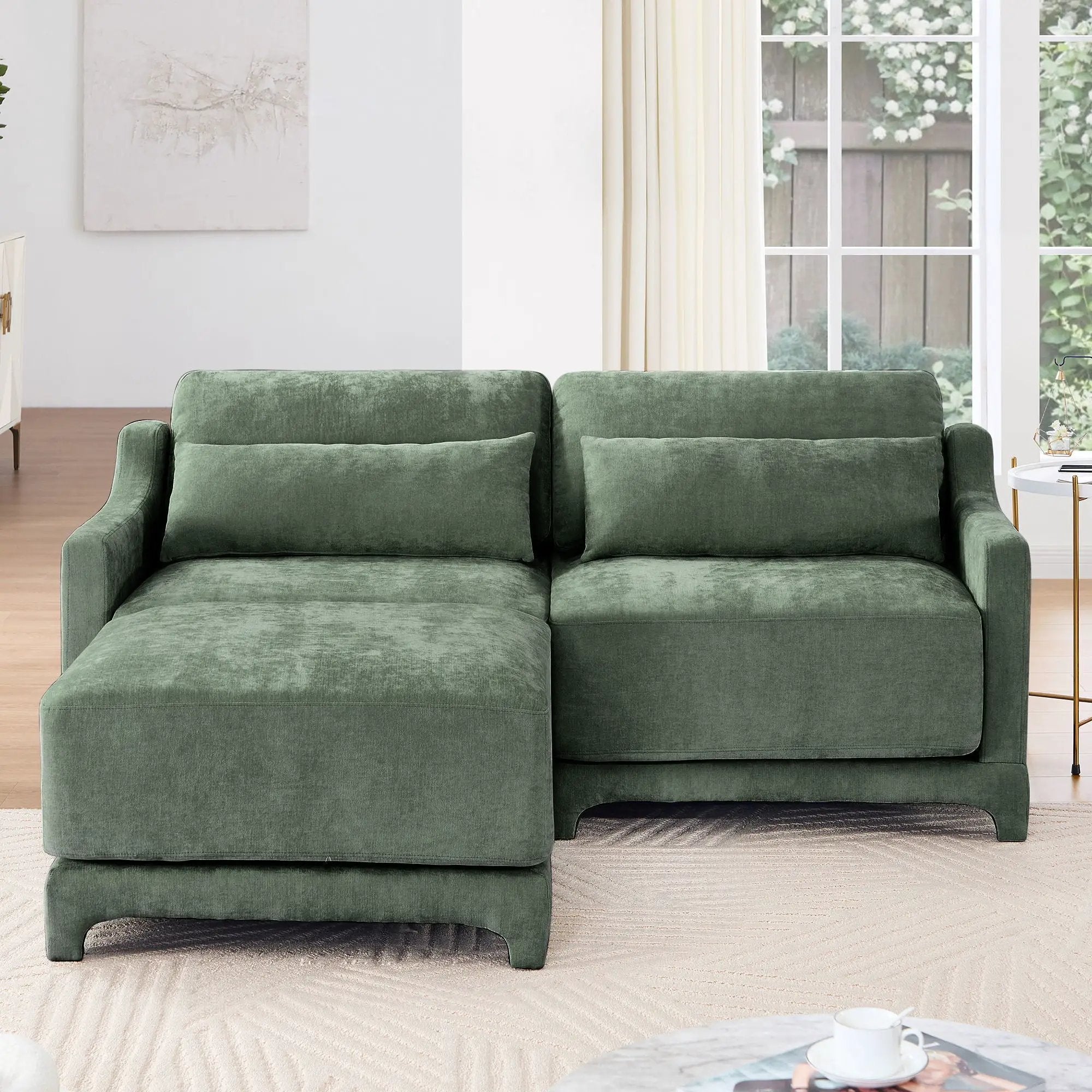 Stylish Sofa With Ottoman And Lumbar Pillows, Ergonomic Design by HouseOfZazla