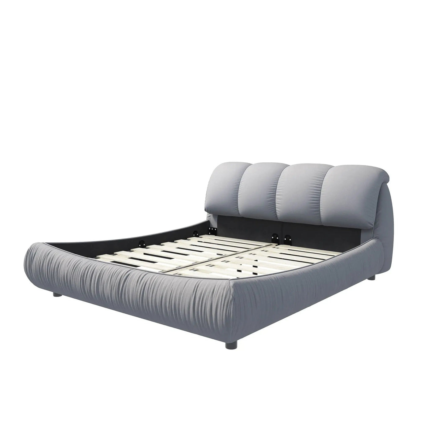 Luxury Upholstered Platform Bed With Oversized Padded Backrest And Solid Wood Frame by HouseOfZazla