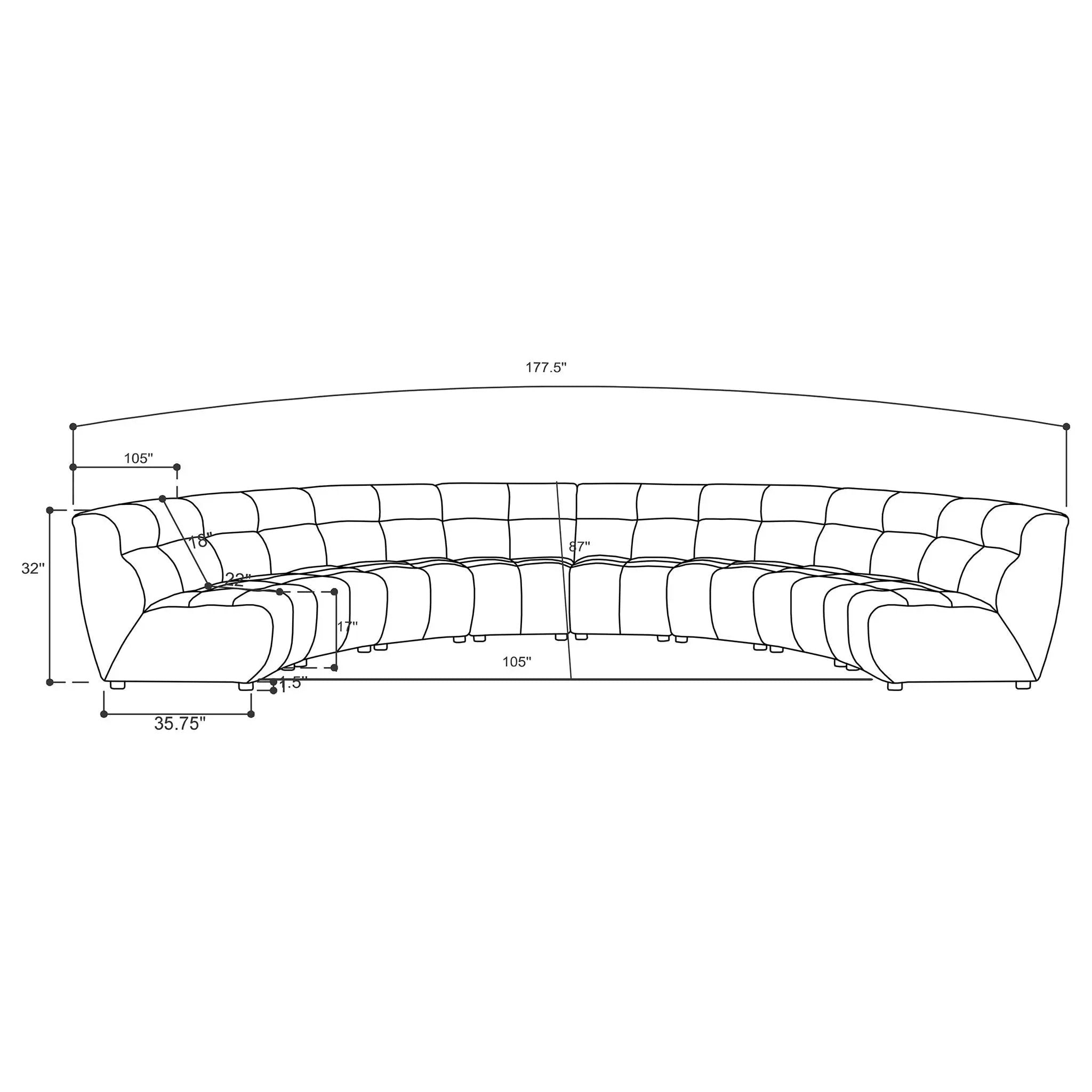 Sycamore - 8 Piece Upholstered Sectional Sofa With Curved Design - Ivory by HouseOfZazla