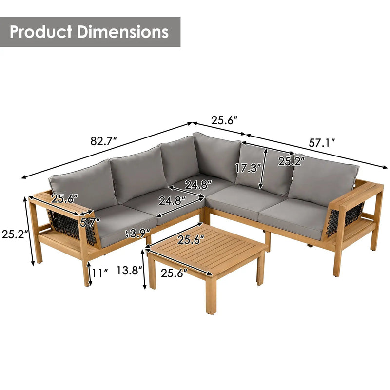 4 Pieces Outdoor Acacia Wood Sofa Set with Coffee Table by HouseOfZazla