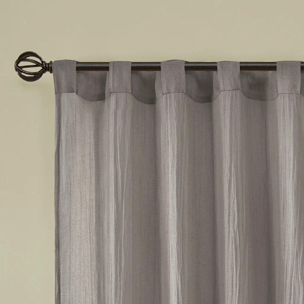 Solid Crushed Curtain Panel Pair (2 Pcs) - Grey by HouseOfZazla