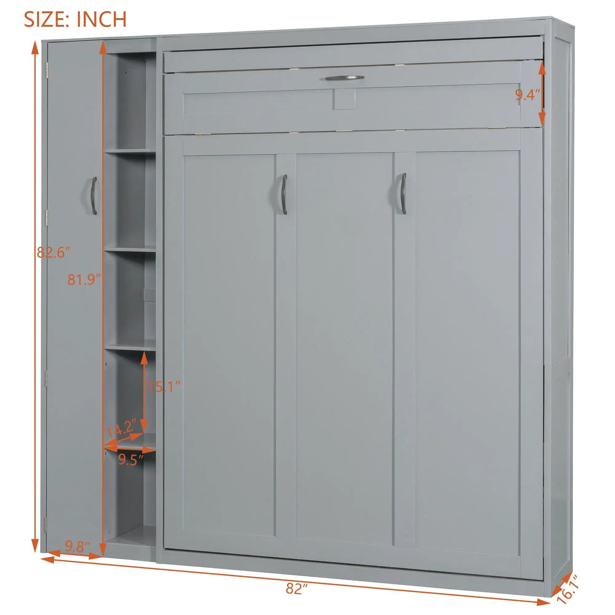 Murphy Wall Bed With Shelves, Wardrobe And LED Lights