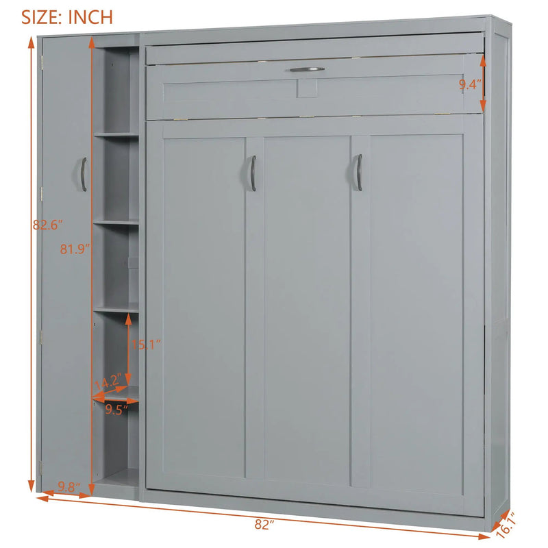 Murphy Wall Bed With Shelves, Wardrobe And LED Lights