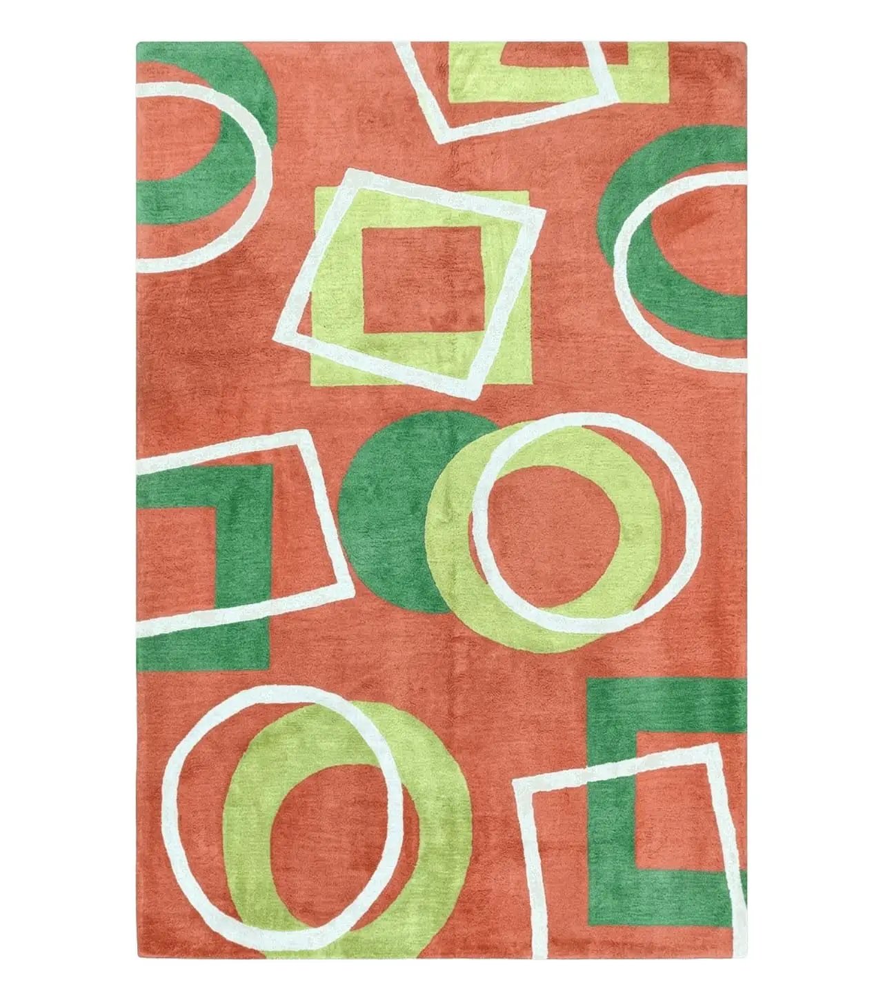 Abstract Rug 6x9, Modern Contemporary Rug, Red-Orange Green by Jewel Rugs