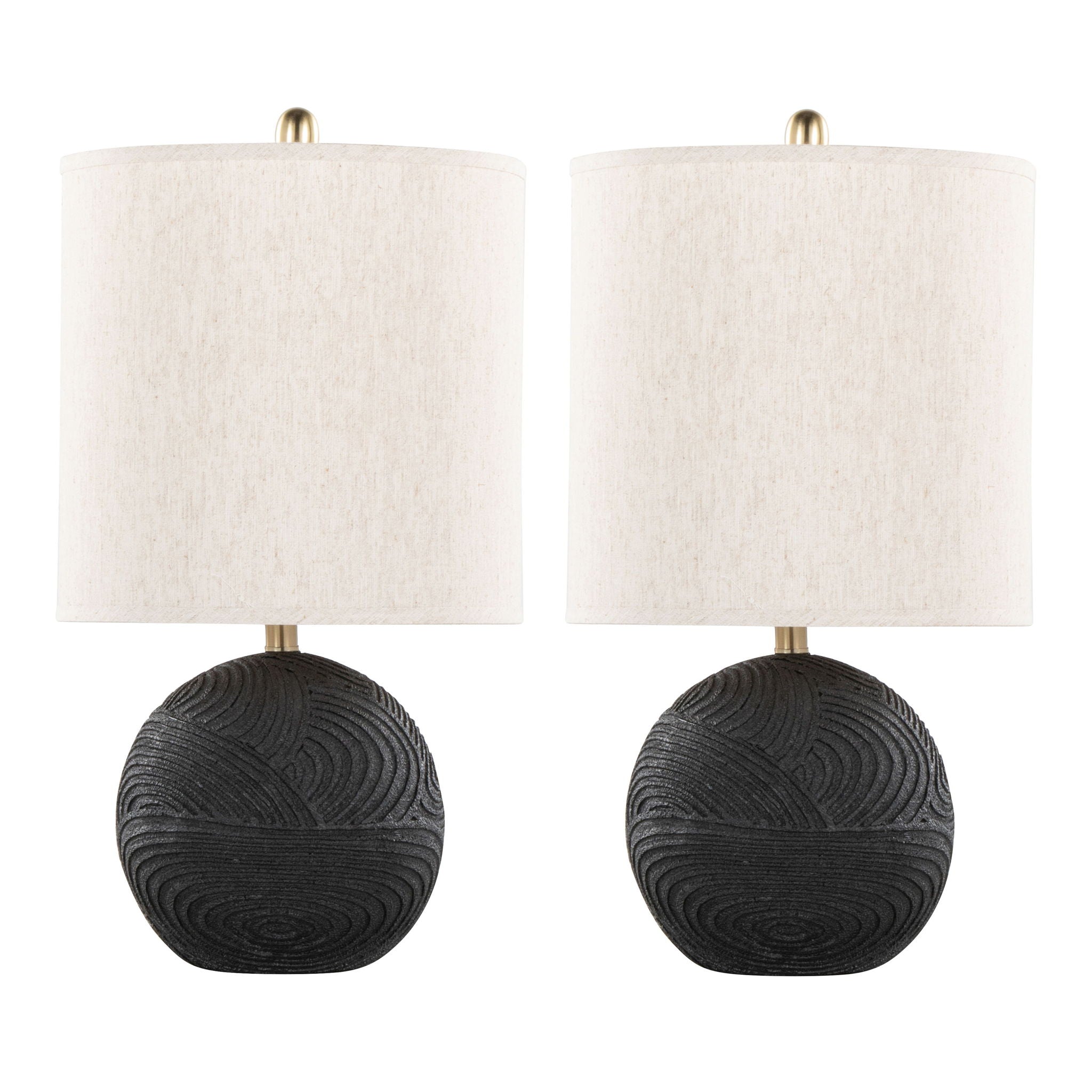 Kona - Contemporary Table Lamp (Set of 2) - Matte Black / Natural by HouseOfZazla