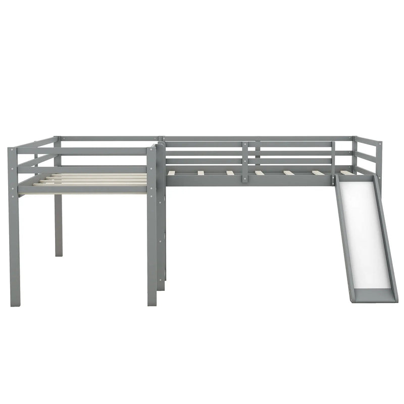 L Shaped Loft Bed With Ladder And Slide