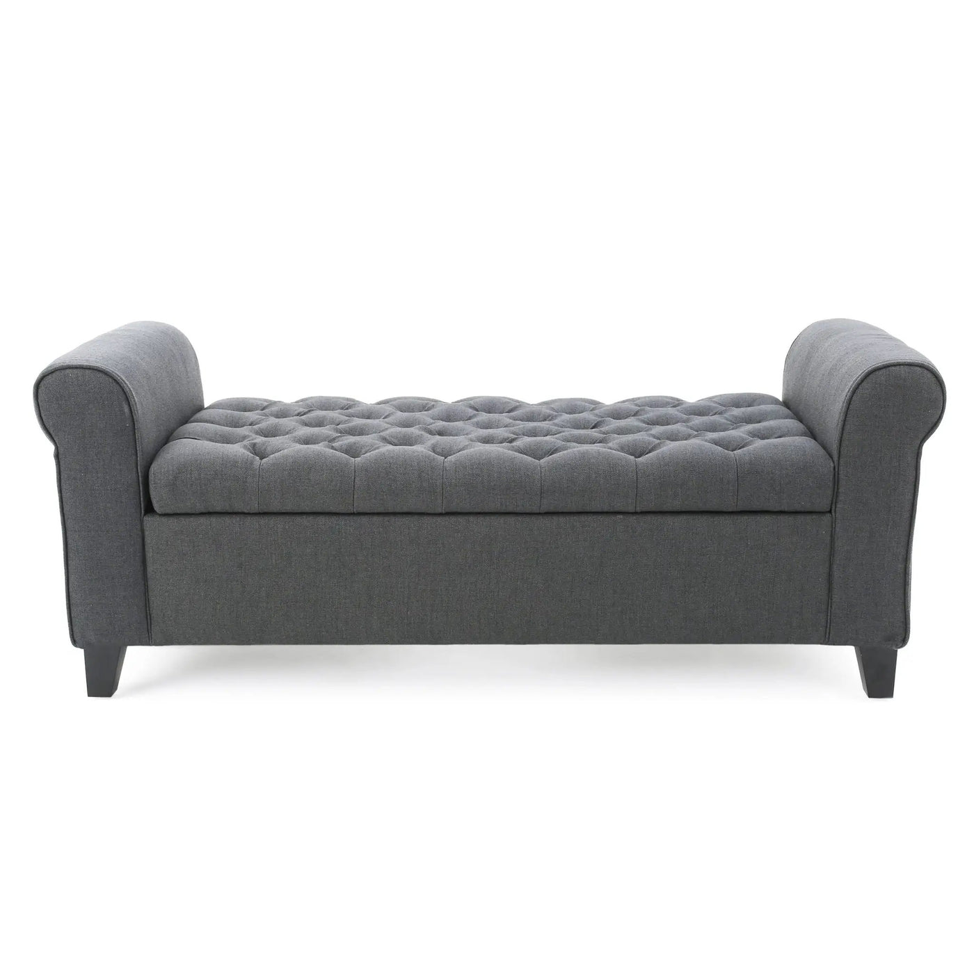 Hayes Contemporary Armed Storage Bench with Rolled Arms and Button Tufting by HouseOfZazla